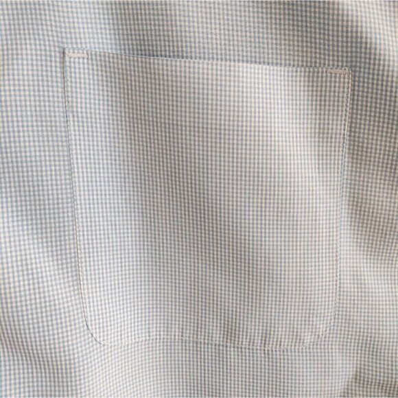 Pronto Uomo Mens L Buttton Down Dress Shirt Long Sleeve No Iron Blue White Check - Picture 5 of 7